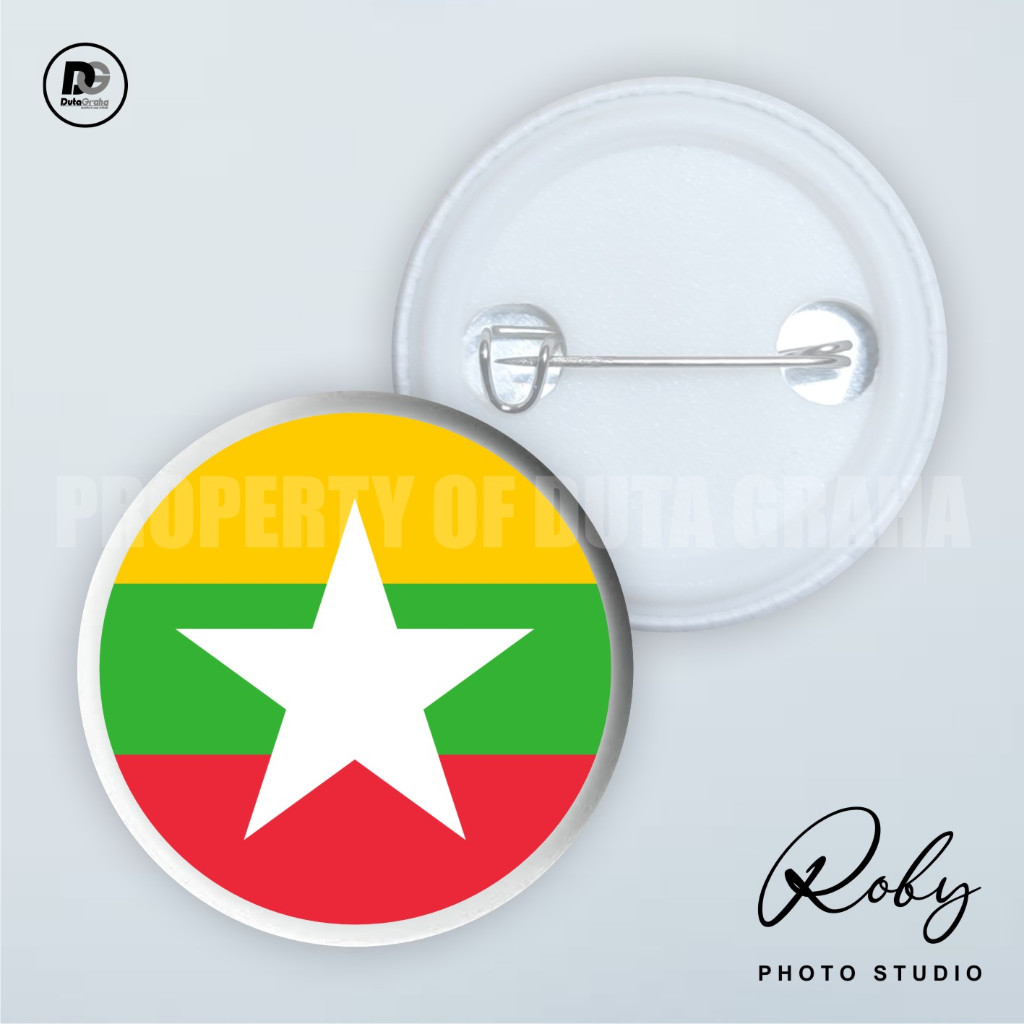 [PIN PRESS] BENDERA NEGARA MYANMAR Pin Bros Aksesoris Souvenir ASIA BURMA YANGON FLAG