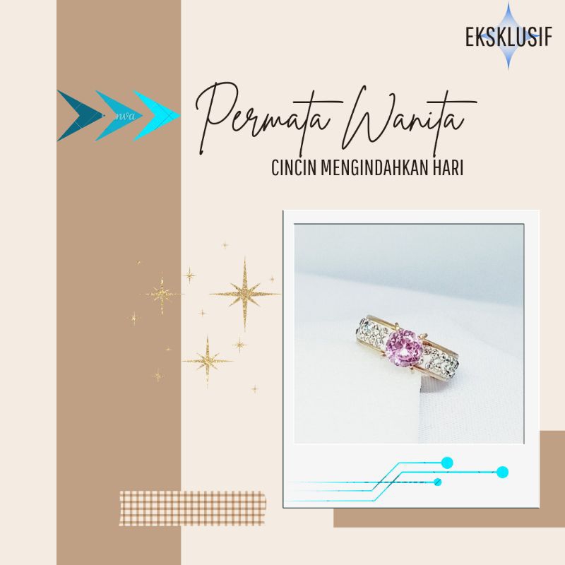 Cincin Titanium Wanita Permata Pink