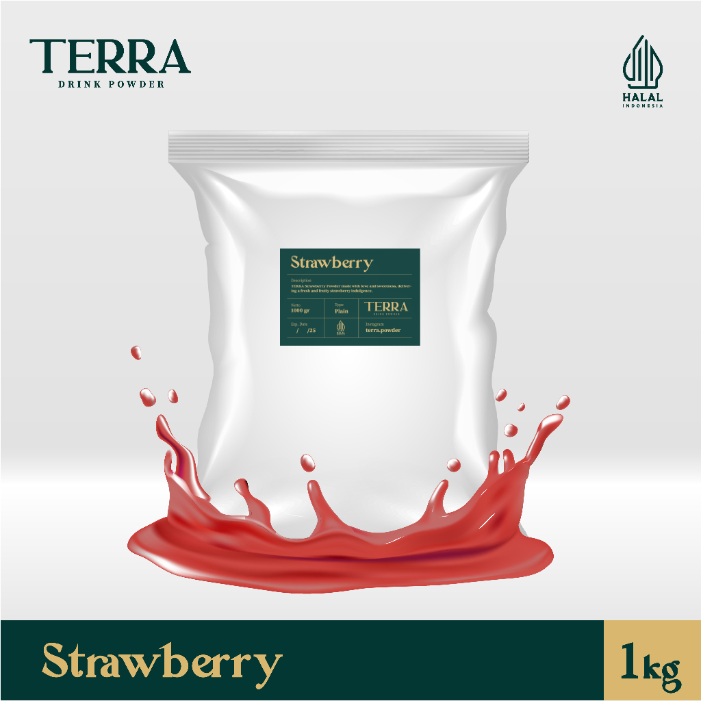 

TERRA Strawberry Plain Powder 1 Kg - Bubuk Minuman Rasa Buah Stroberi Tanpa Gula 1000 gr