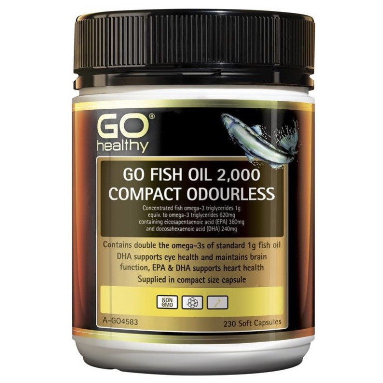 Go Healthy Fish Oil 2000mg Compact Odourless 230 soft gel capsules 230 tablets