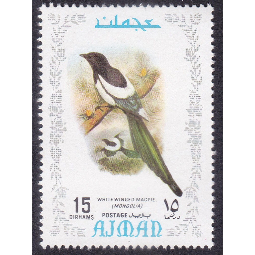 

A 11133 SATU BUAH PRANGKO NOMINAL 15 DIRHAMS TEMA SATWA BURUNG WHITE WINGED MAGPIE DENGAN KONDISI MNH MINT NEVER HINGED