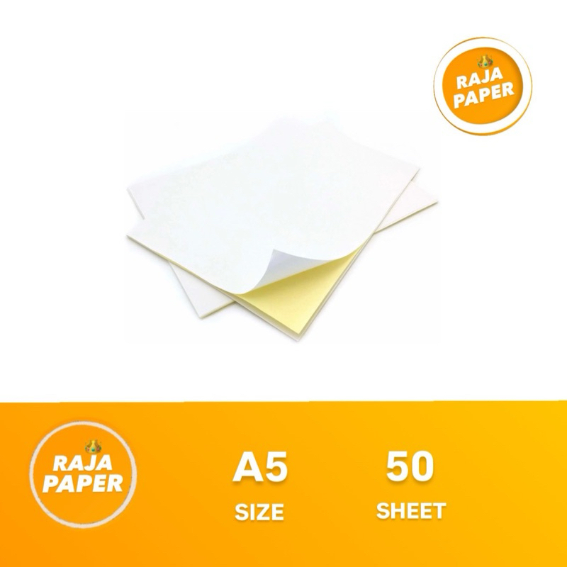 

Kertas Sticker HVS A5 50 Lembar . ( 148 Mm x 210 Mm ) / ( 14.8 Cm x 21 Cm ) , 50 Lbr / 50 Pcs , Stiker , Doft , Doff , Matte .