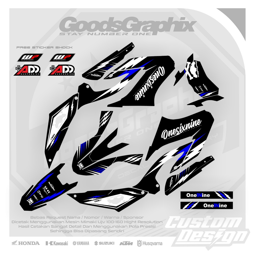 Decal Yamaha Wr 155 Full Body - Decal Wr 155 Hitam List Biru