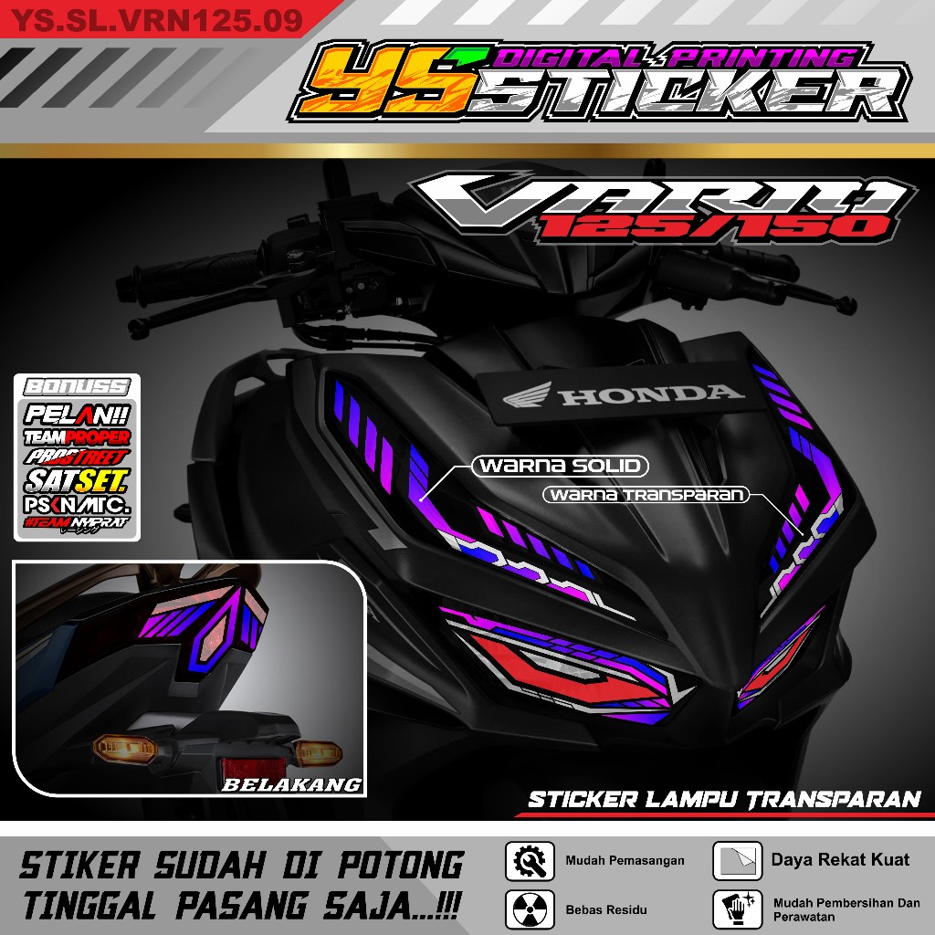 STIKER Alis lampu VARIO NEW 125 GEN-1 & GEN-2 - variasi stiker custom alis VARIO NEW 125/150.YS- 09