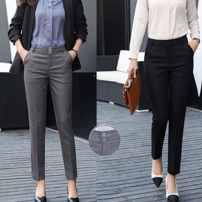 favorit celana kerja kantor bahan kain keper premium wanita slimfit