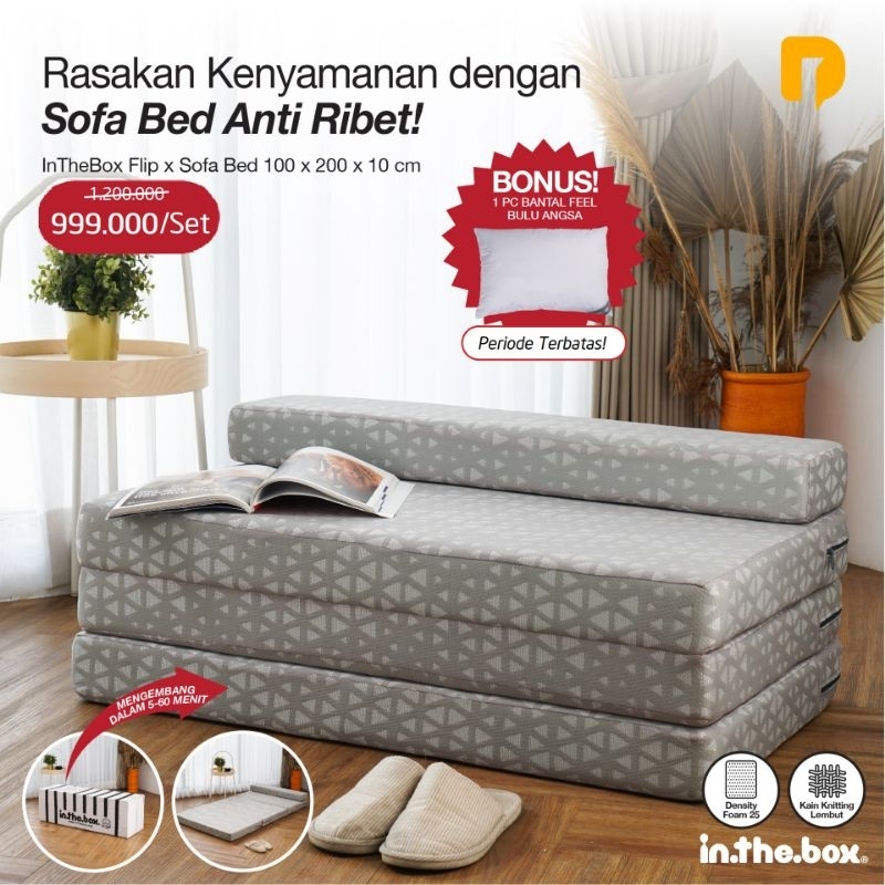 Sofa bed inthebox, in the box flip x sofa bed 100x200x10cm, kasur lipat, kasur sofa, kasur dalam box