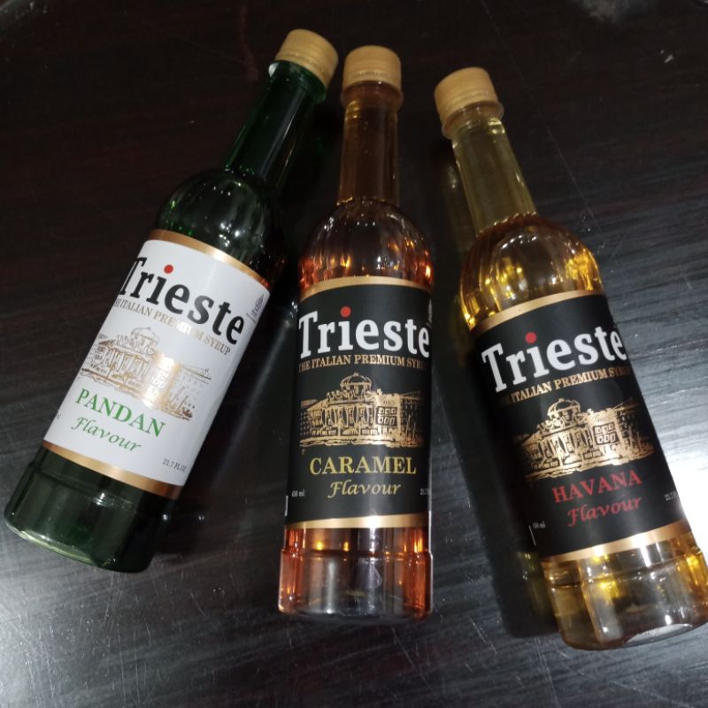 

Trieste Syrup Pilihan Rasa Caramel Vanilla Pandan Strawberry Lychee Butterscotch Chocolate