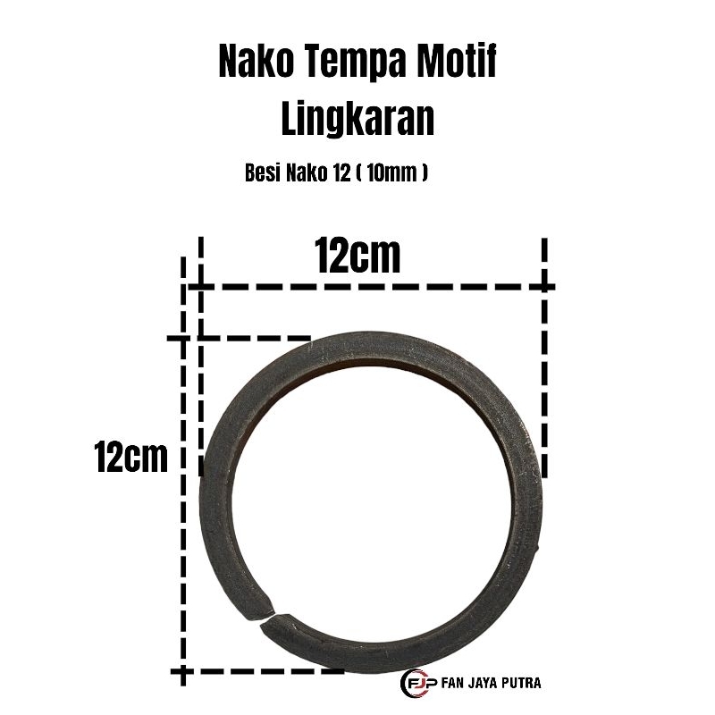 Nako Tempa Motif Lingkaran ukuran 12cm besi nako 12 ( 10mm ) | Ornamen Nako Tempa Lingkaran 12cm | A