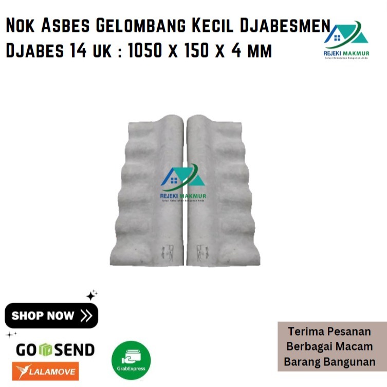 Nok Asbes Gelombang Kecil Djabesmen Djabes 14 uk : 1050 x 150 x 4 mm