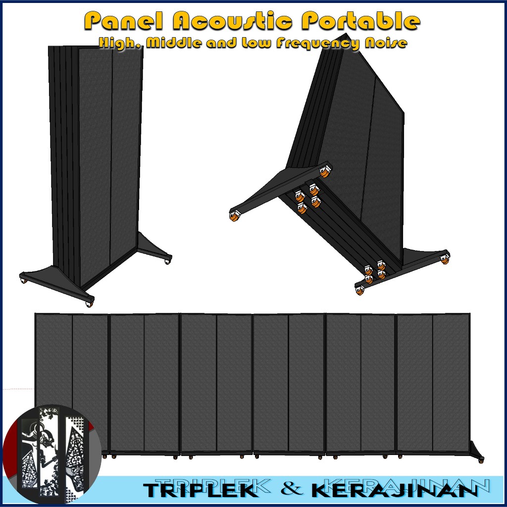 Panel Akustik Portable Partisi Geser Sekat Ruangan Auditorium, Ruang Meeting, Aula, Lobby