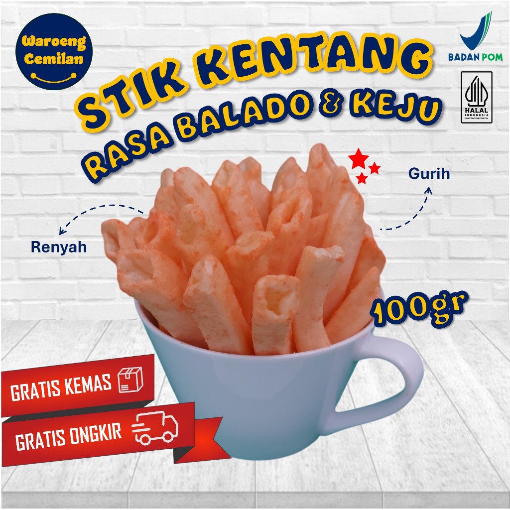 

Snack Cemilan Stik Kentang Rasa Balado Keju 100gr