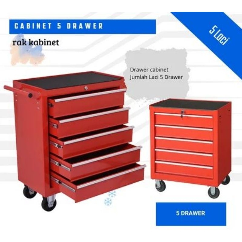 TOOL BOX ROLLER CABINET / Lemari perkakas 5 Drawer