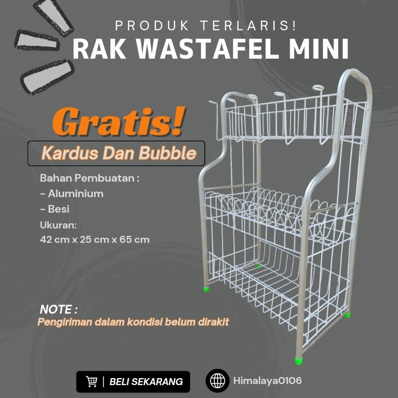 Rak Wastafel Mini Aluminium / Rak Dapur Mini Serbaguna 3 Susun / Rak Piring Minimalis