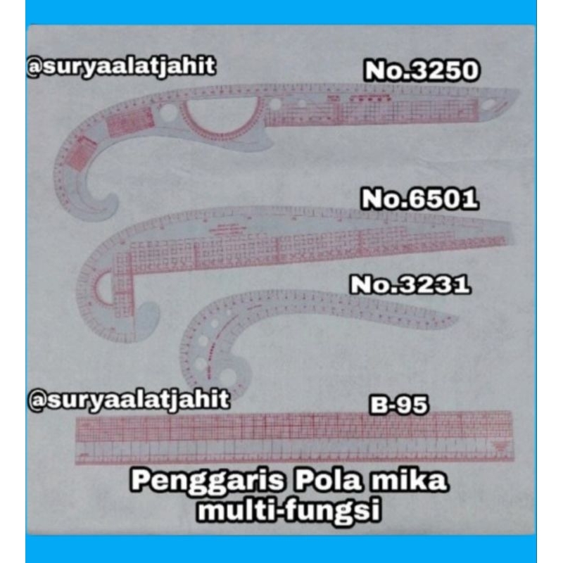 

Penggaris Mika 1set@4macam 3250 6501-3231-B95 =rp.58.000/4pcs