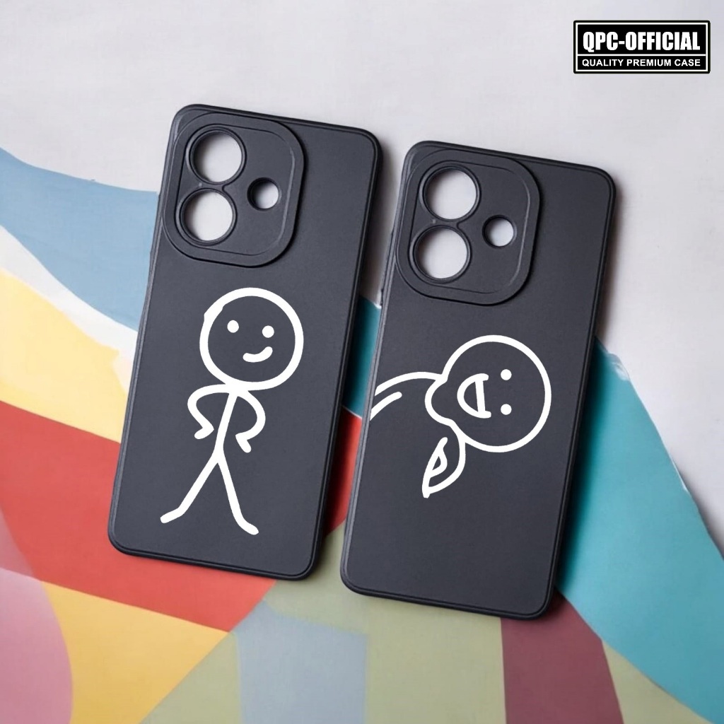 QPC - Case Aesthetic Macaron Black Oppo A5i Oppo A5 Pro 4G Oppo A5 Pro 5G Oppo A3X Oppo A3 Nfc Oppo 