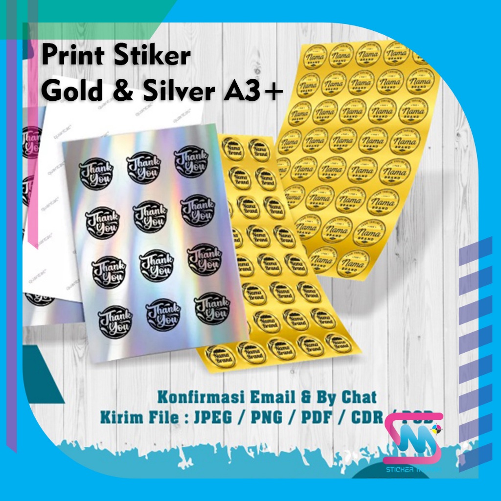 

Stiker Murah Bandung - Print Sticker Gold & Silver A3 Free Kiss Cutting
