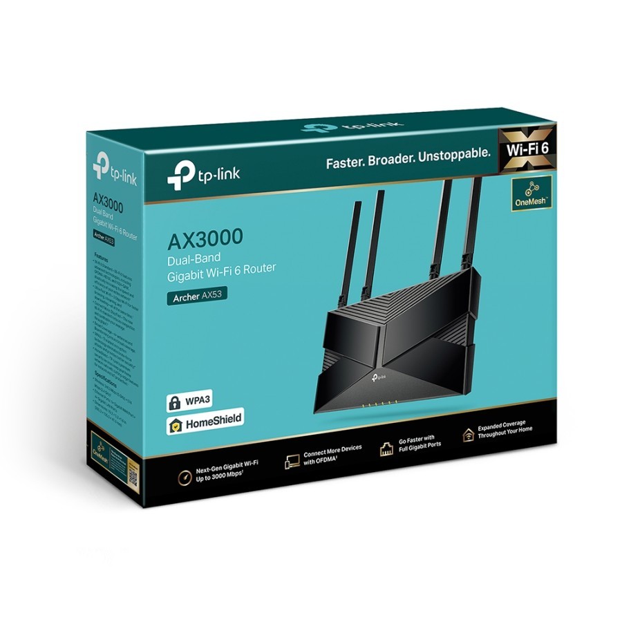 TP-Link Archer AX53 Wi-Fi 6 Router AX3000 Dual Band Gigabit OFDMA MU-MIMO Wireless 4×Antennas Intel 