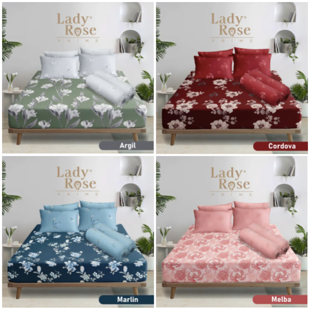 Sprei Lady Rose Prime Size 180 x 200 ( 6 kaki ) Tinggi 30 cm Motif Bunga