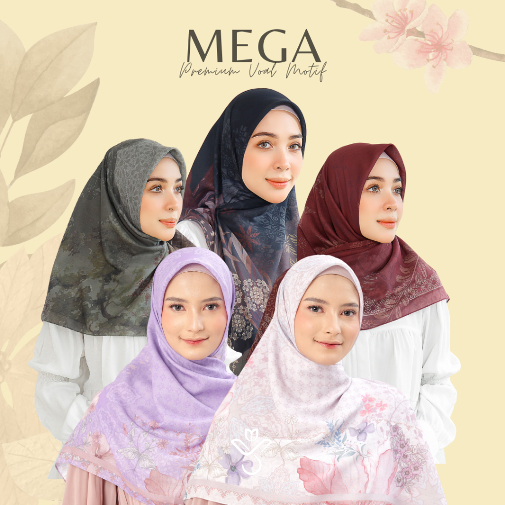 Youthscarf  - (MEGA SERIES) - hijab voal premium - hijab motif segi empat - hijab jahit tepi