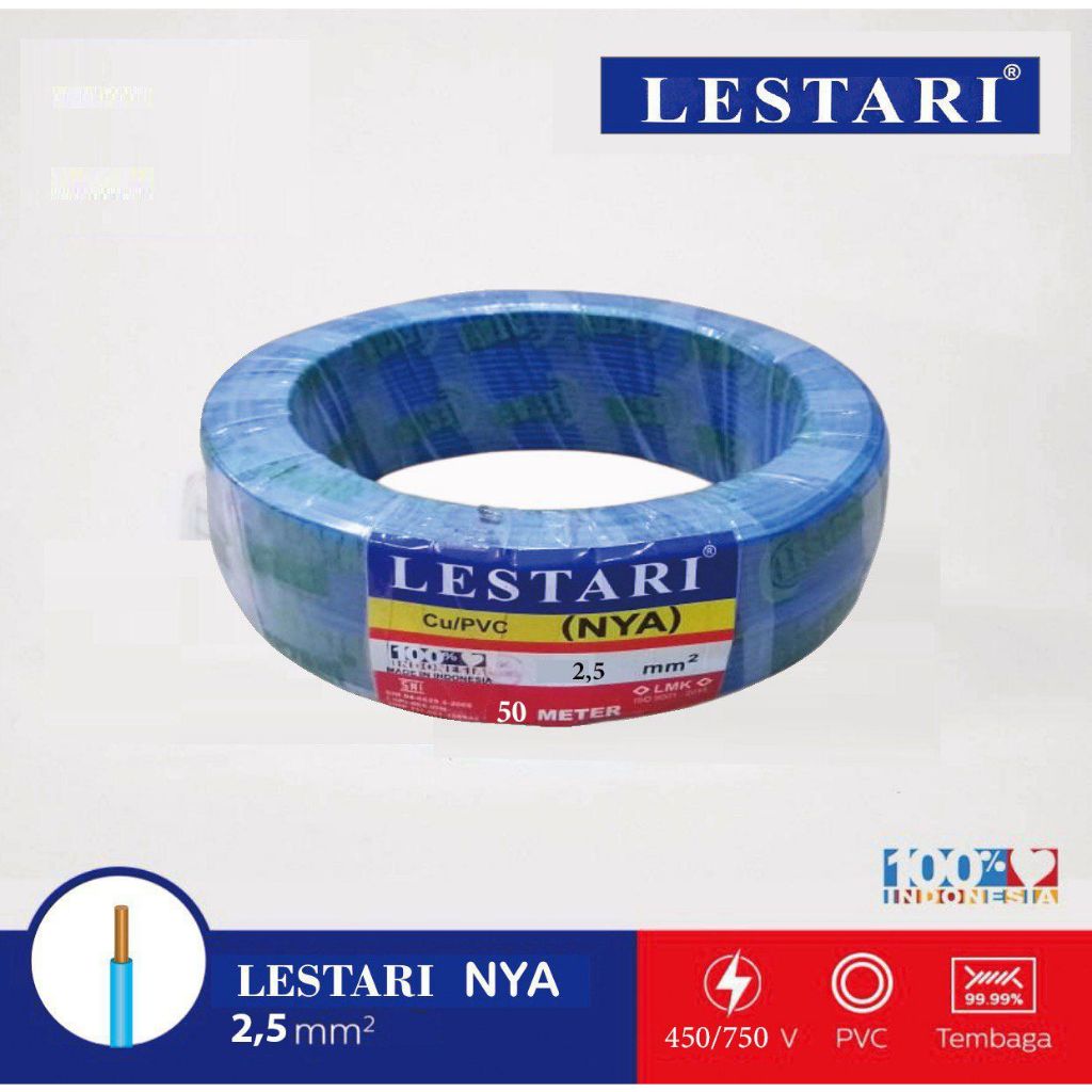 Kabel Listrik Lestari NYA 2.5m Ukuran 50-100 meter