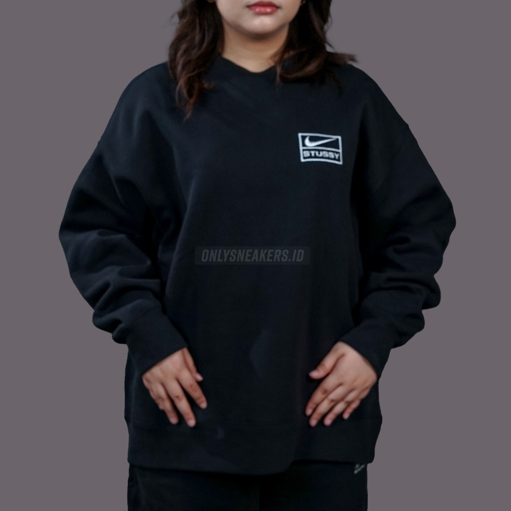 NIKE X STUSSY WASH BLACK FLEECE CREWNECK