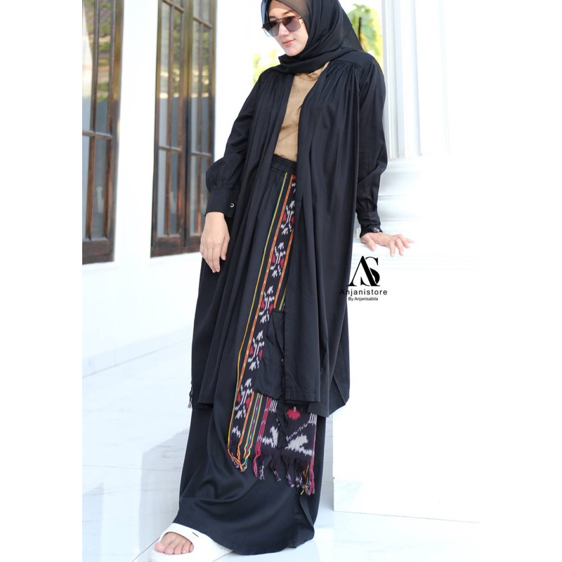 One set Rok + Cardi Bahan Twill uniqlo Original By Anjanistore