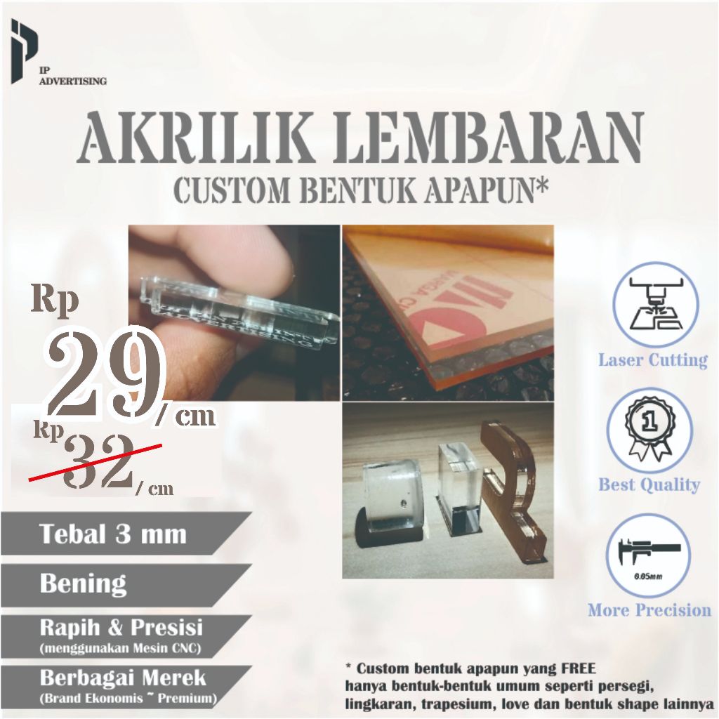 

TERMURAH Rp 29 | CUSTOM AKRILIK BENING 3mm / AKRILIK CLEAR KUSTOM 3 MM / AKRILIK CUSTOM 3 mm / LEMBARAN ACRYLIC BENING 3MM / CLEAR / LASER CUTTING