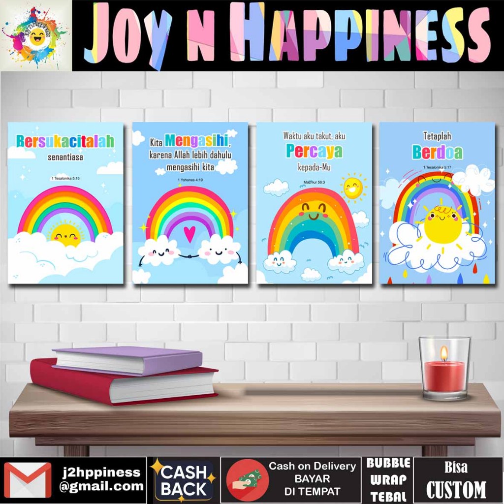 Hiasan Dinding Pajangan Dekorasi Rumah Wall Dekor Firman Ayat Alkitab Anak Pelangi