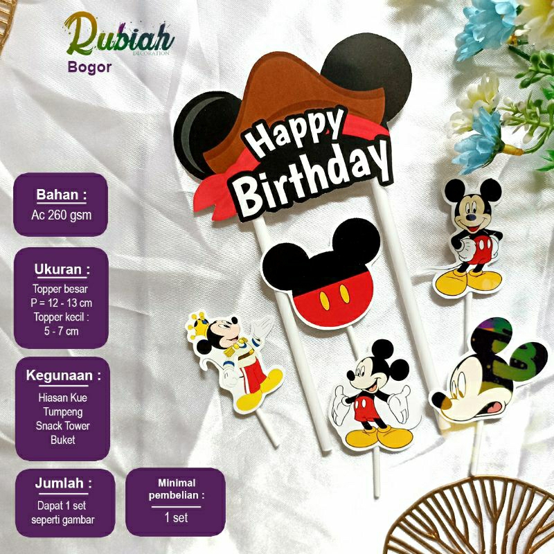 Topper cake Karakter Hiasan Tusukan Kue Tart Ulang Tahun Anak 302 Mickey