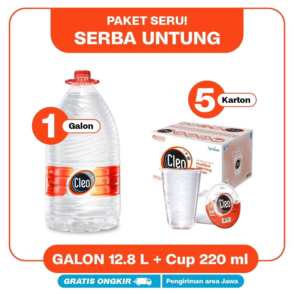 

Cleo Air Murni Cup 220ml 5 karton + Galon 12,8L