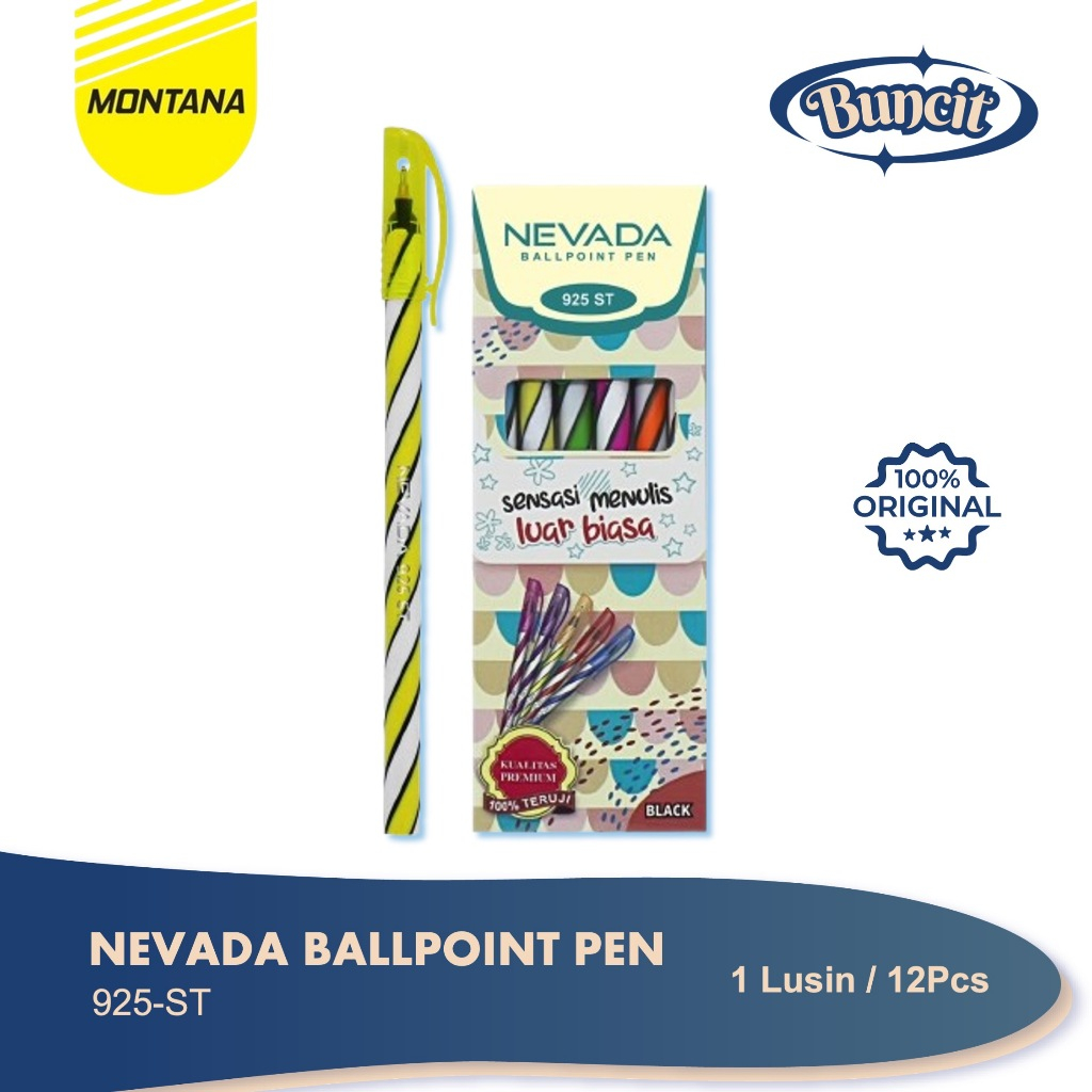 

1 Pack / 12 Pcs Nevada Pulpen Ulir 925ST / Pulpen Ulir / Pen Hitam / Pen Lilin / Grosir