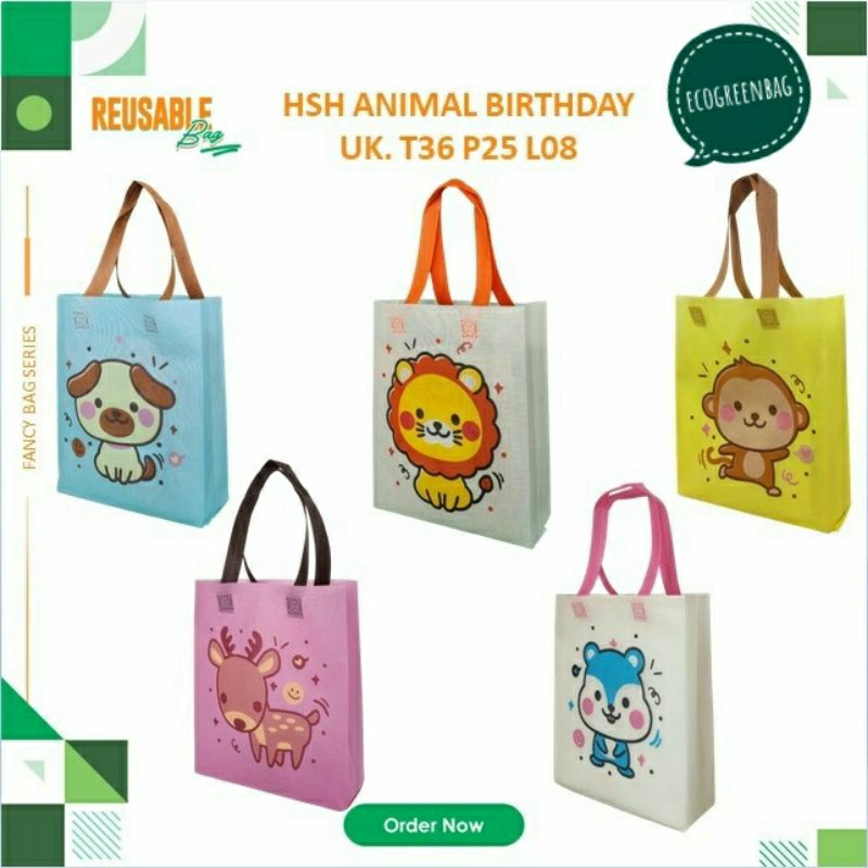 

Tas souvenir ultah anak murah goodiebag Ulang tahun uk 35x25x8 muat dus KFC bento kecil 17x13 cm