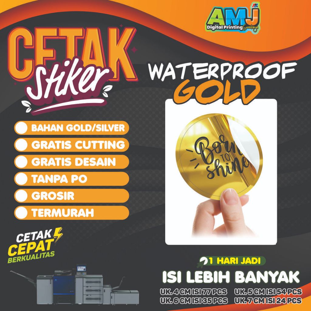 

Print & Cutting_Stiker Vinyl Gold/Silver_Cutting Sesuai Pola_Potong Setengah Putus