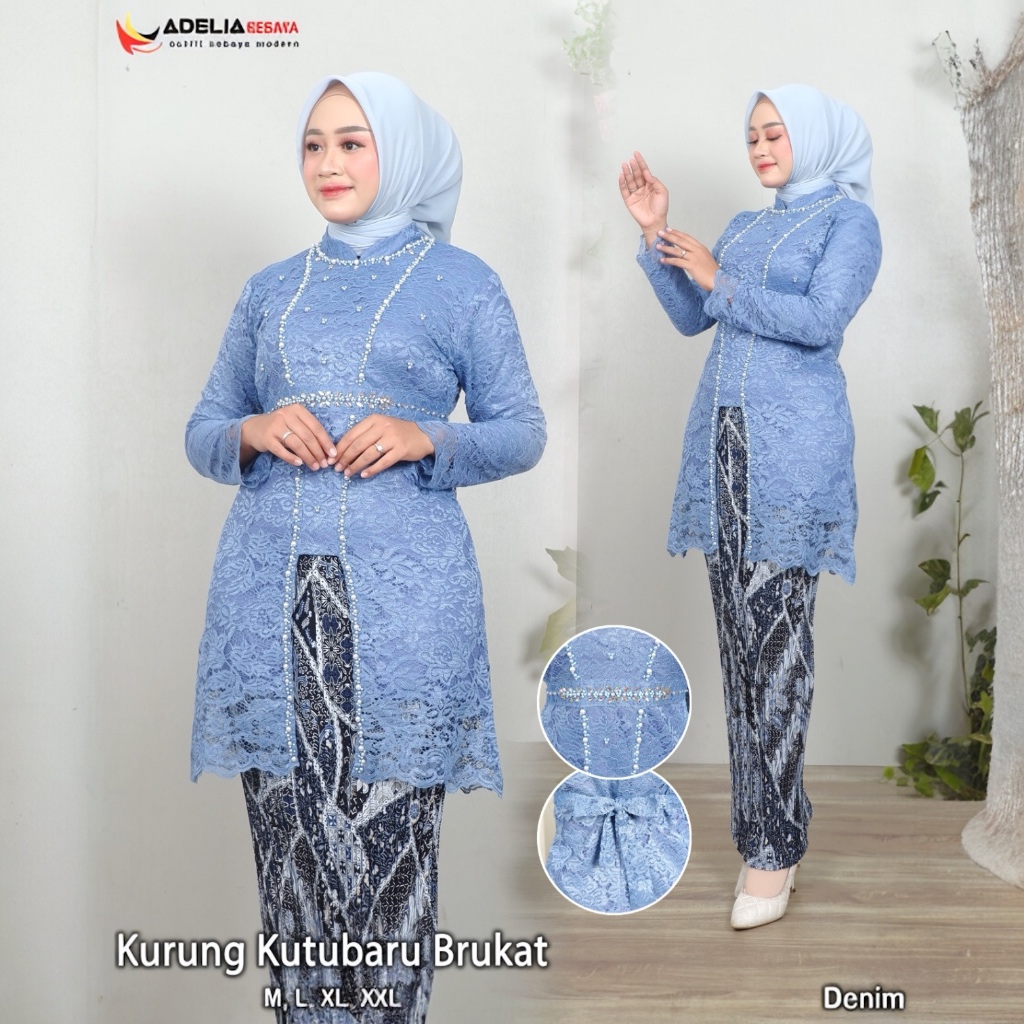 ( COD ) Setelan kebaya kurung Brukat model kutubaru - pakaian kebaya modern - baju wisuda, pesta