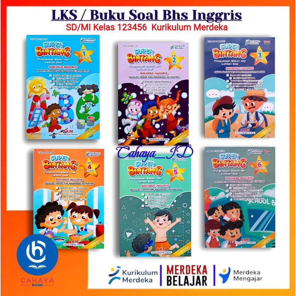 Super Bintang Buku LKPD/LKS Bahasa Inggris SD/MI Kelas 1 2 3 4 5 6 Kurikulum Merdeka