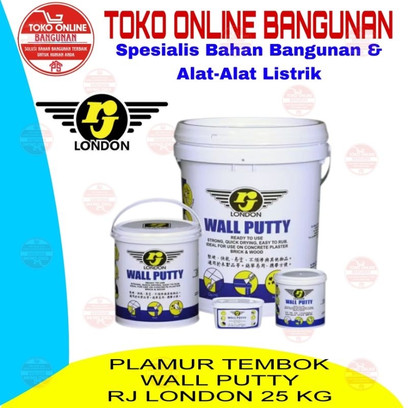 PLAMIR TEMBOK/WALL PUTTY RJ LONDON 25 KG/PLAMUR TEMBOK WARNA PUTIH RJ 25 KG