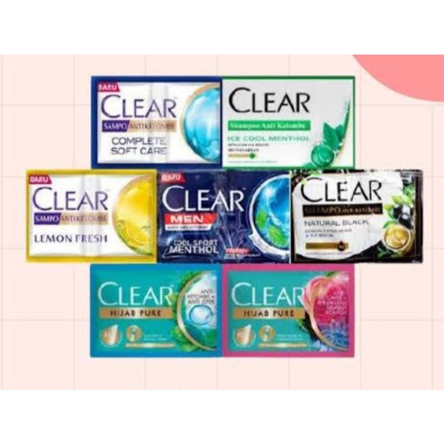 CLEAR SHAMPOO SACHET 11 ML BIRU HIJAU RAMBUT ECERAN RENCENGAN KERAMAS - Lemon Fresh