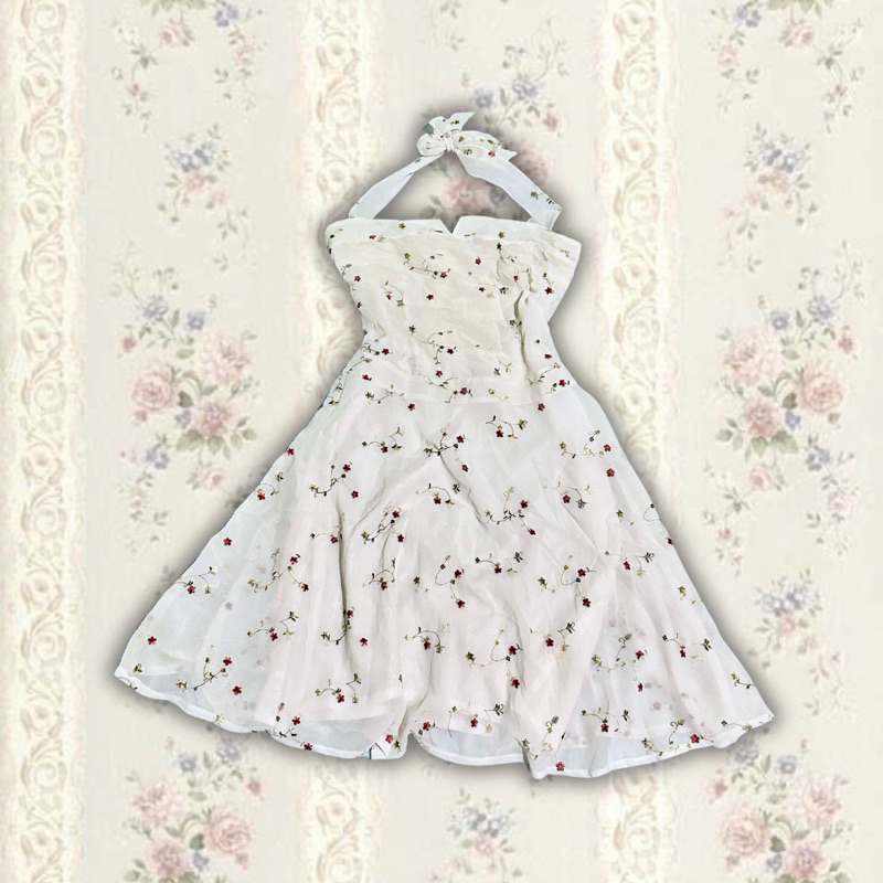 Vintage flower dress/thrift/preloved/y2k/coquette/dollete/acubi/kawaii/cottage core/fairy/goth/gyaru