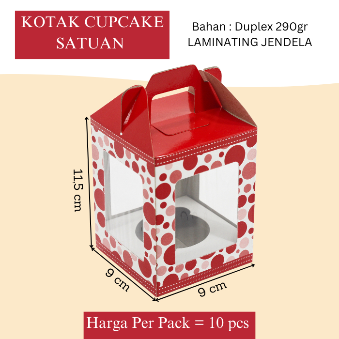 

Kotak Cup Cake / Dus / Kardus / Box Cup Cake Isi 1 Kue Muffin Motif Polkadot ( 10 PCS )