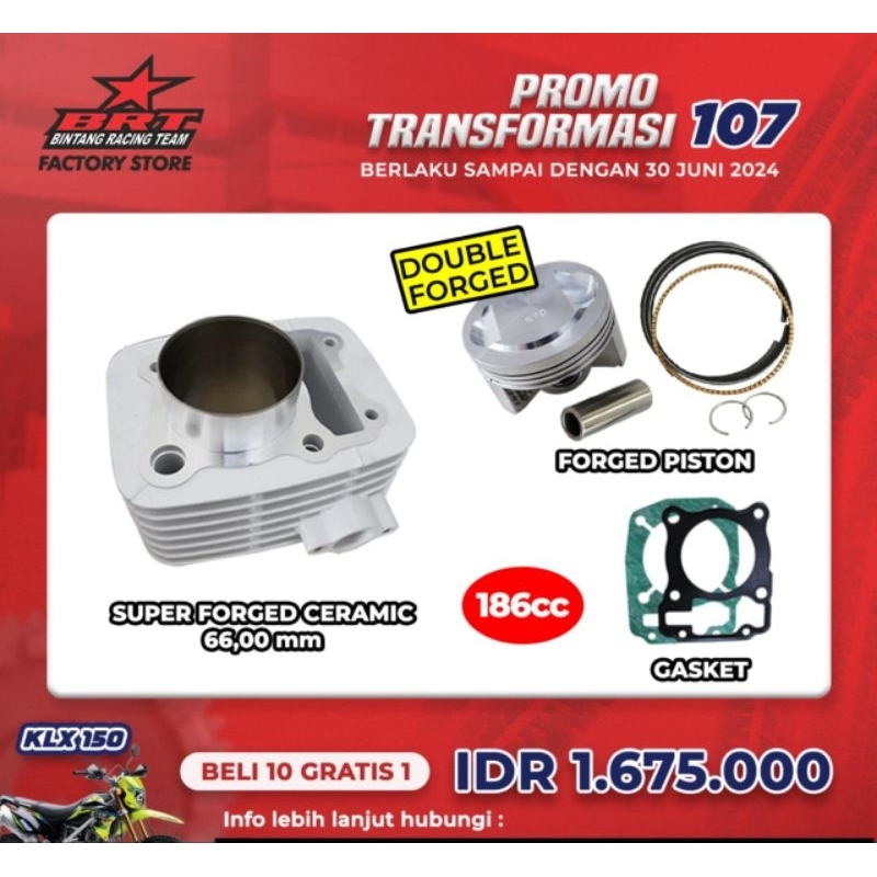 BORE UP KLX 150 ( BLOK CERAMIC + PISTON 63 / 66 / 68 ) BRT