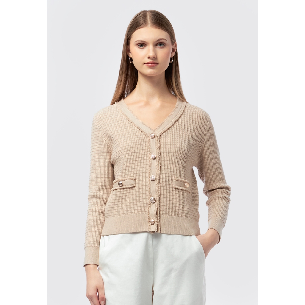 Et Cetera Soft Touch Long Sleeve Cardigan BEIGE