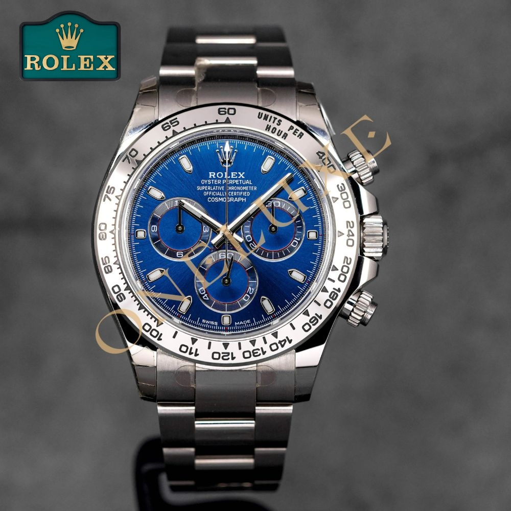 [Platinum Blue Daytona] ROLEX jam tangan ori Cosmograph Daytona 40mm White Gold Blue pria rantai wat