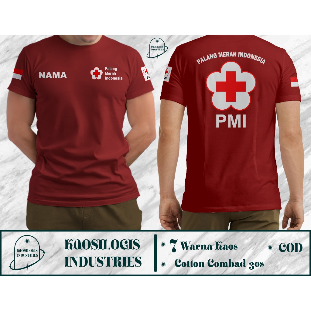 Kaos PMI PMR Custom NAMA ATAU NAMA SEKOLAH Kaos PMI  Kaos Hari Palang Merah Indonesia PMR PMI New De