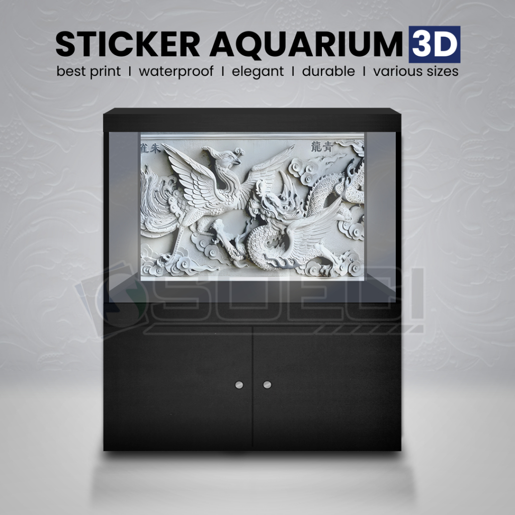 background aquarium naga /  wallpaper aquarium tema naga / stiker aquarium
