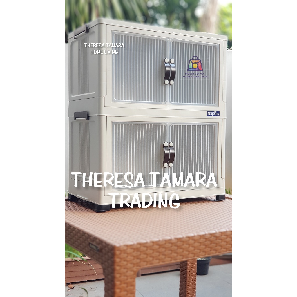 Promo Lemari Plastik Napolly Polibox 246 Susun 2 - 4 Pintu Magnetik + Roda