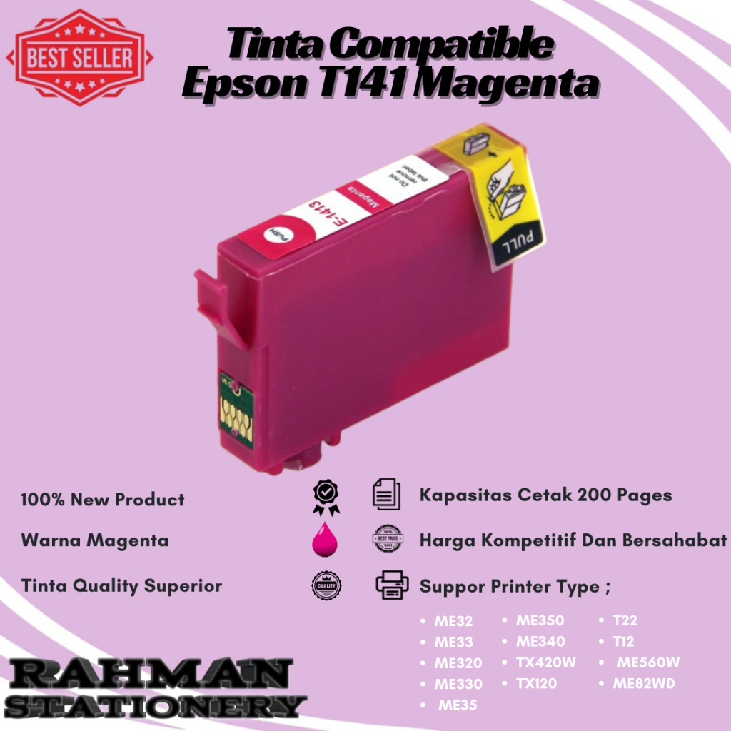 Cartridge Tinta Compatible Epson 141 T141 ME32 ME320 ME340 ME900WD - magenta