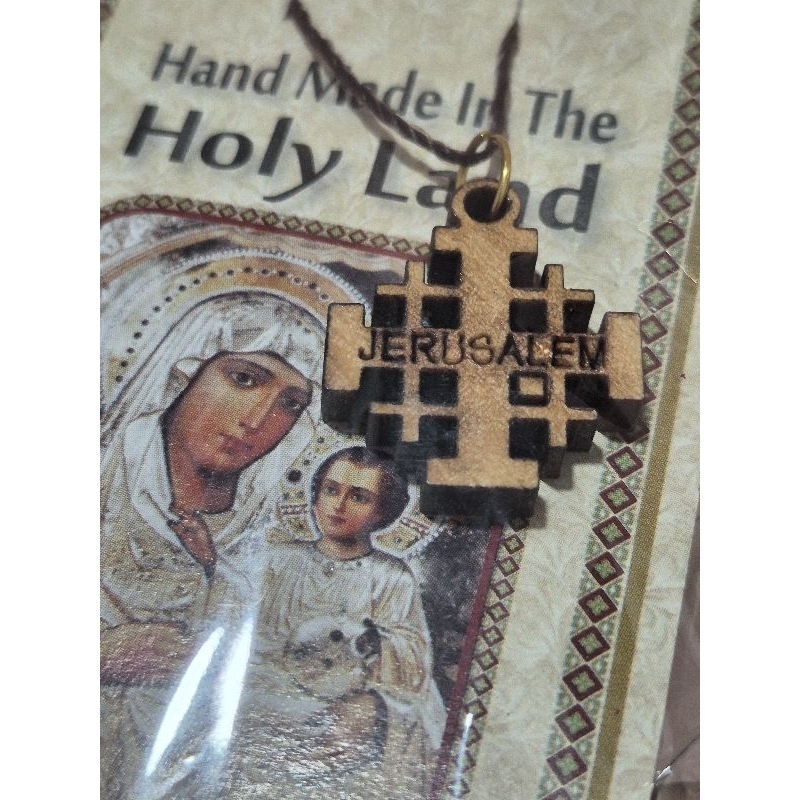 kalung salib jerusalem kayu zaitun asli
