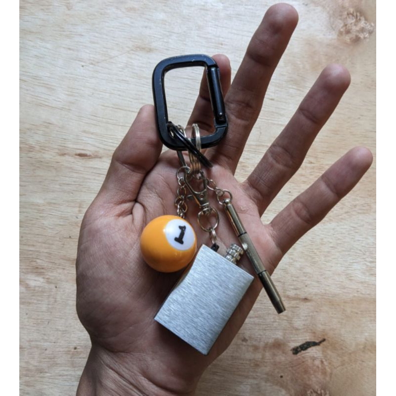 [COD] KEYCHAIN KALCER CARABINER KOTAK - BALL/KOMPAS/ KOREK ZIPPO | GANTUNGAN KUNCI KALCER