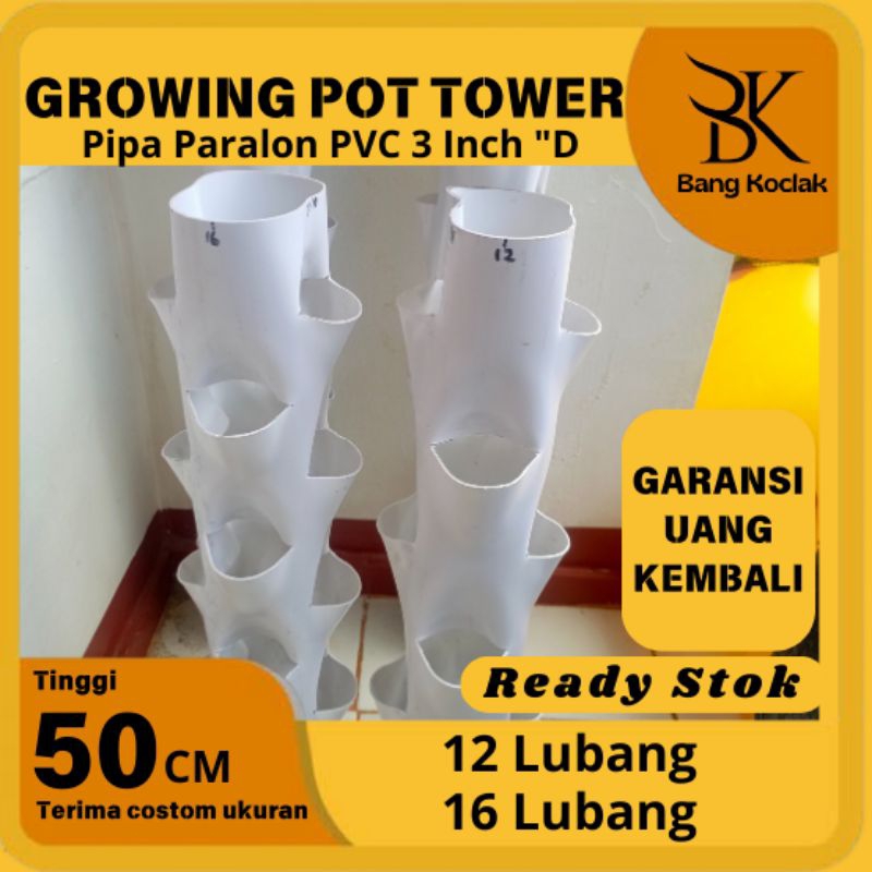 GROWING POT TOWER, Pot Tanaman Vertikal Vertikultur Pot tanaman pot bunga pot estetik, pot
