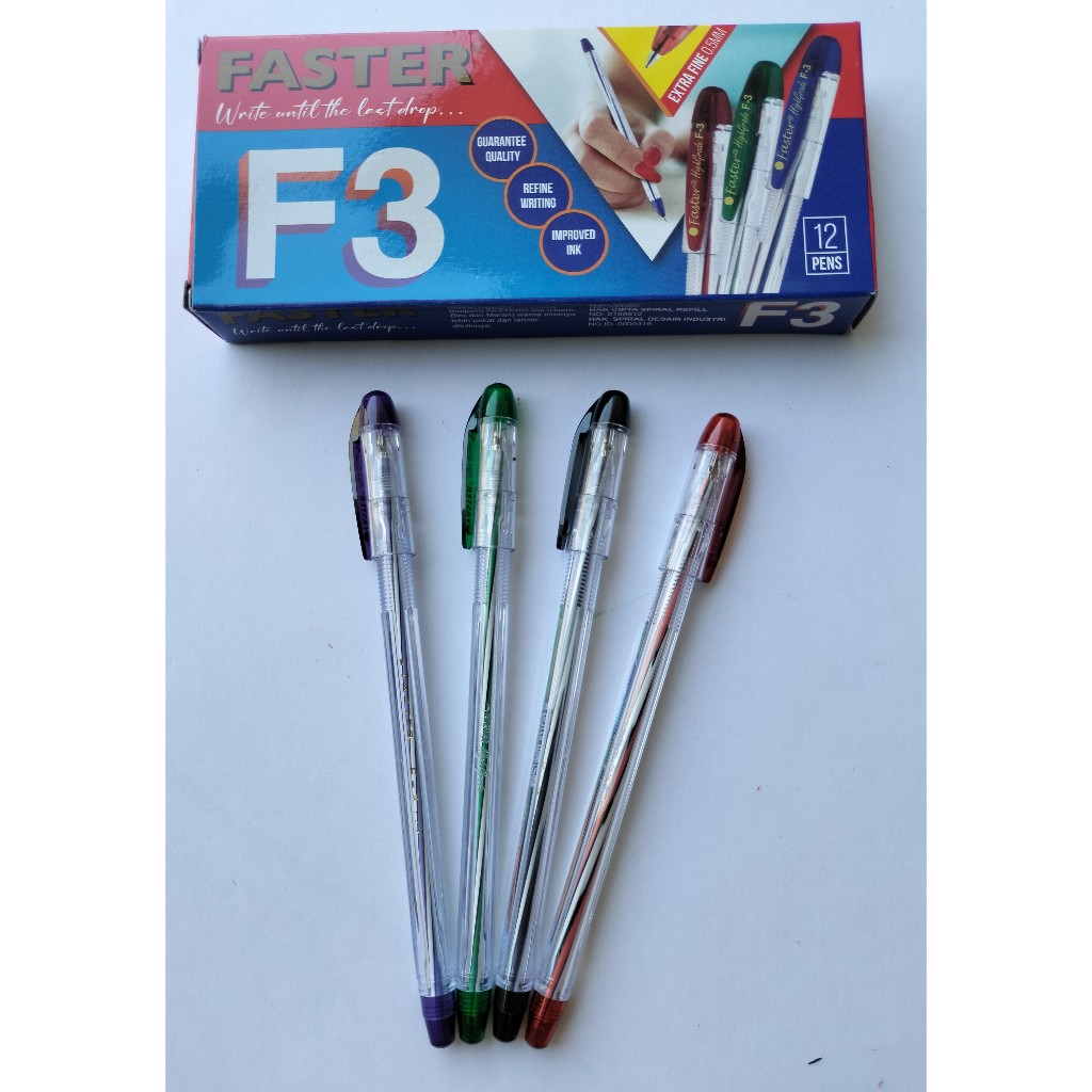 

[ 1 PCS ] Bolpen / Pulpen / Pen Faster F3 Hitam